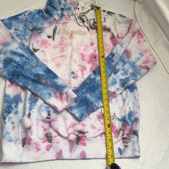 PacSun Tie Dyed Obsessed multicolor front pocket hoodie M - Picture 5 of 8